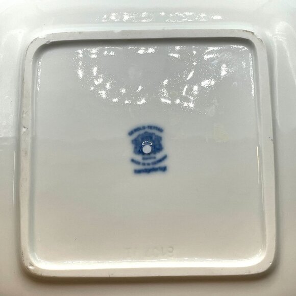 Vintage Gerold Porzellan Tettau W. Germany Blue Onion Square Serving Bowl - Picture 8 of 8